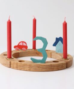 Grimm's Geburtstagsring 10% Bienenwachskerzen 12 Stk | rot