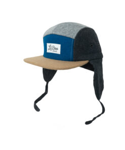 LIL' BOO 5 Panel Wool CAP mit Ohrenklappen | black-blue