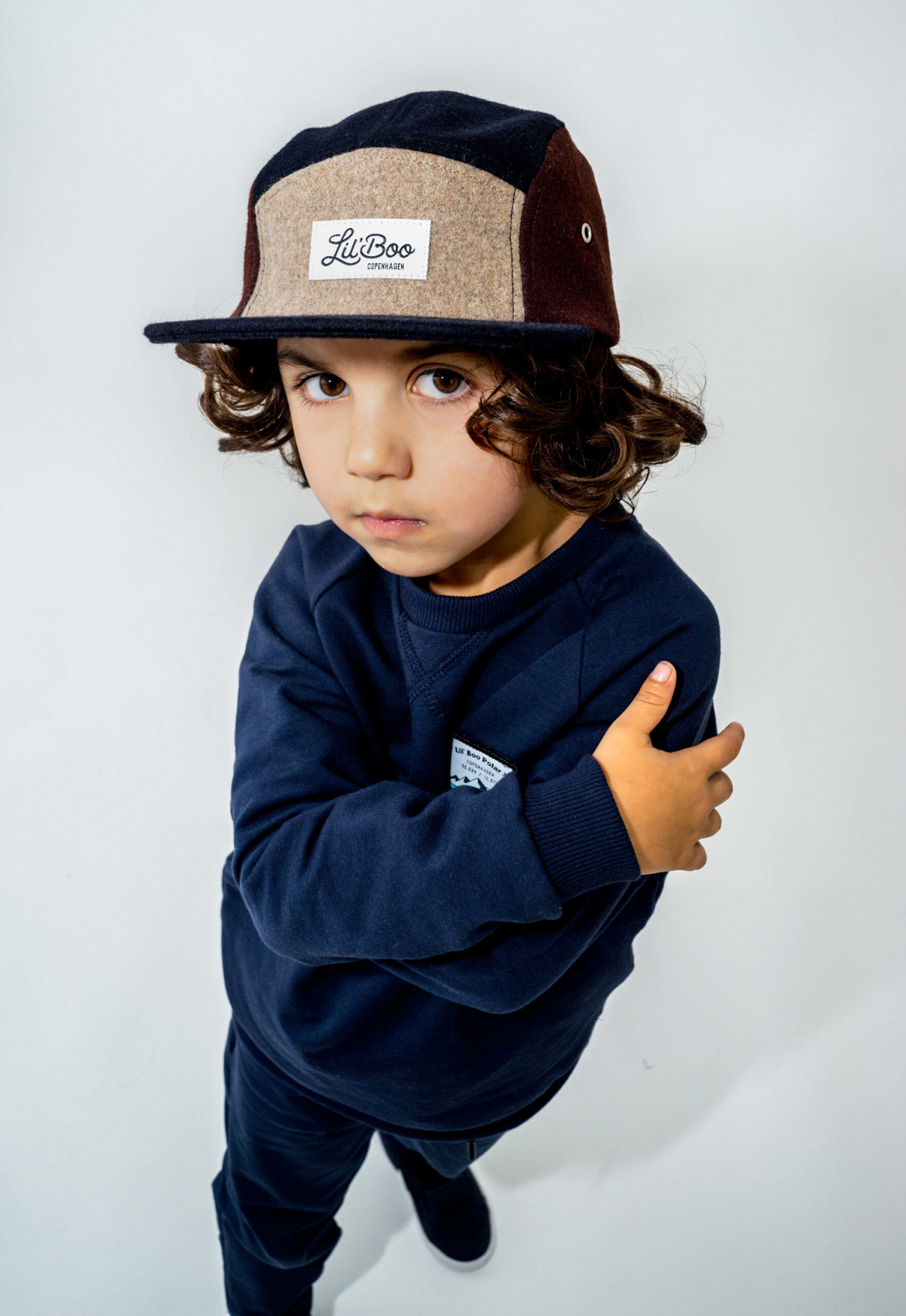 LIL' BOO 5 Panel Wool CAP | brown-navy