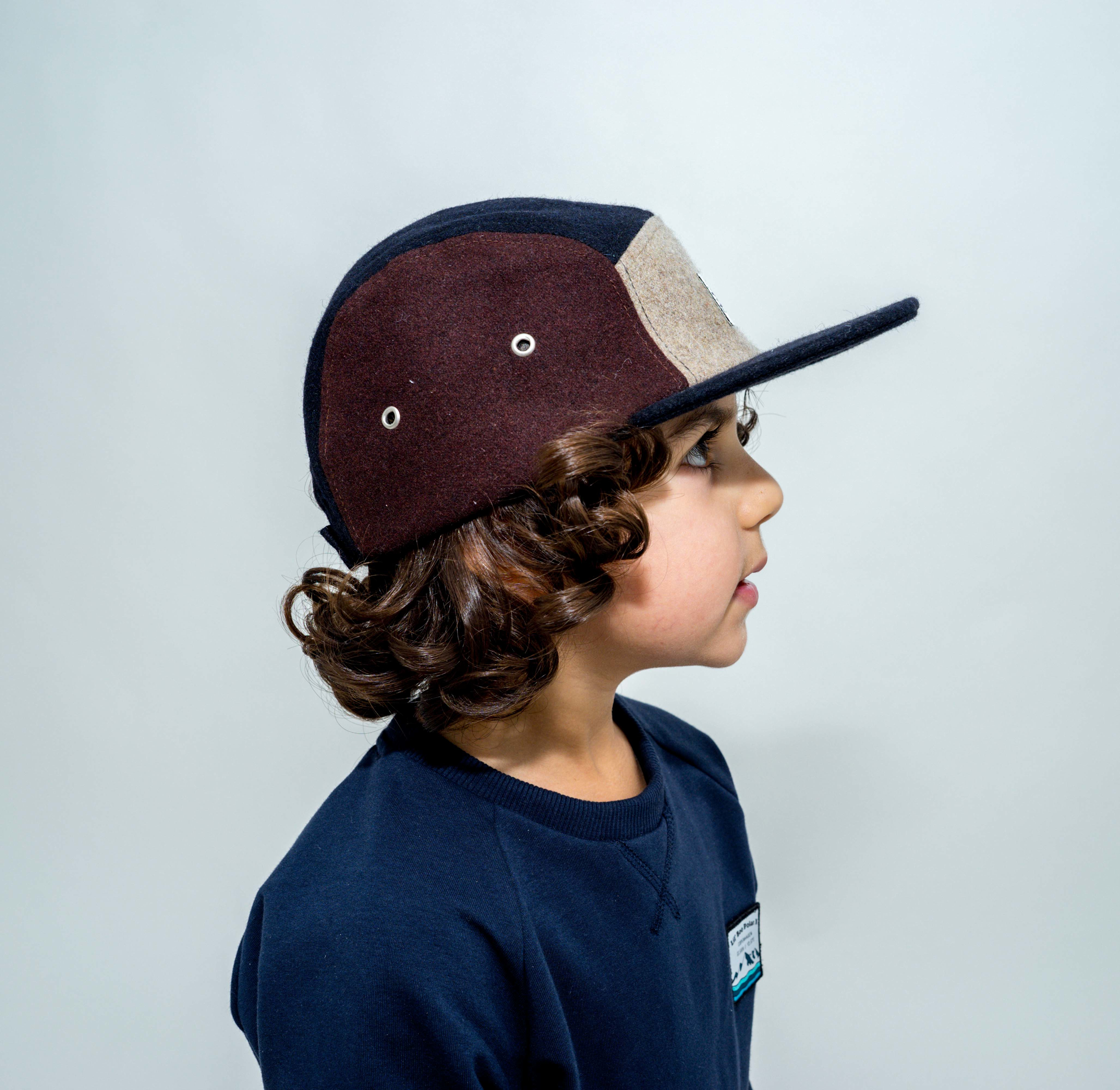 LIL' BOO 5 Panel Wool CAP | brown-navy – Bild 4