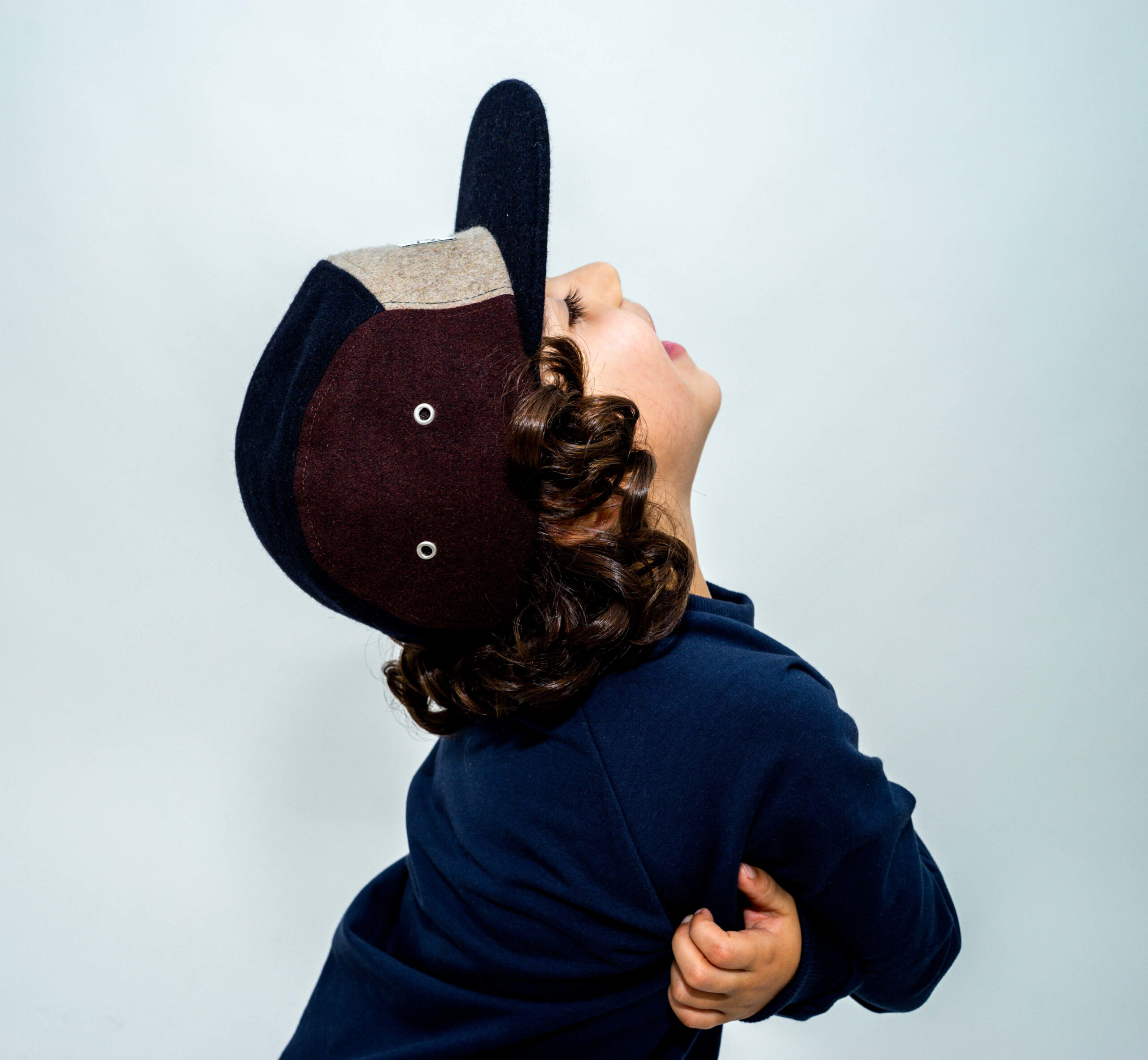 LIL' BOO 5 Panel Wool CAP | brown-navy – Bild 3