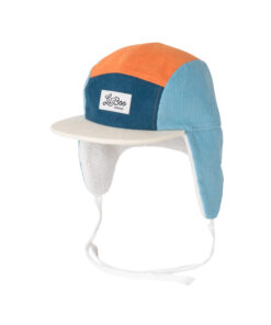 LIL' BOO 5 Panel Cord CAP mit Fleece und Ohrenklappen | blau-orange