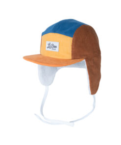 LIL' BOO 5 Panel Cord CAP mit Fleece und Ohrenklappen | yellow-brown-blue
