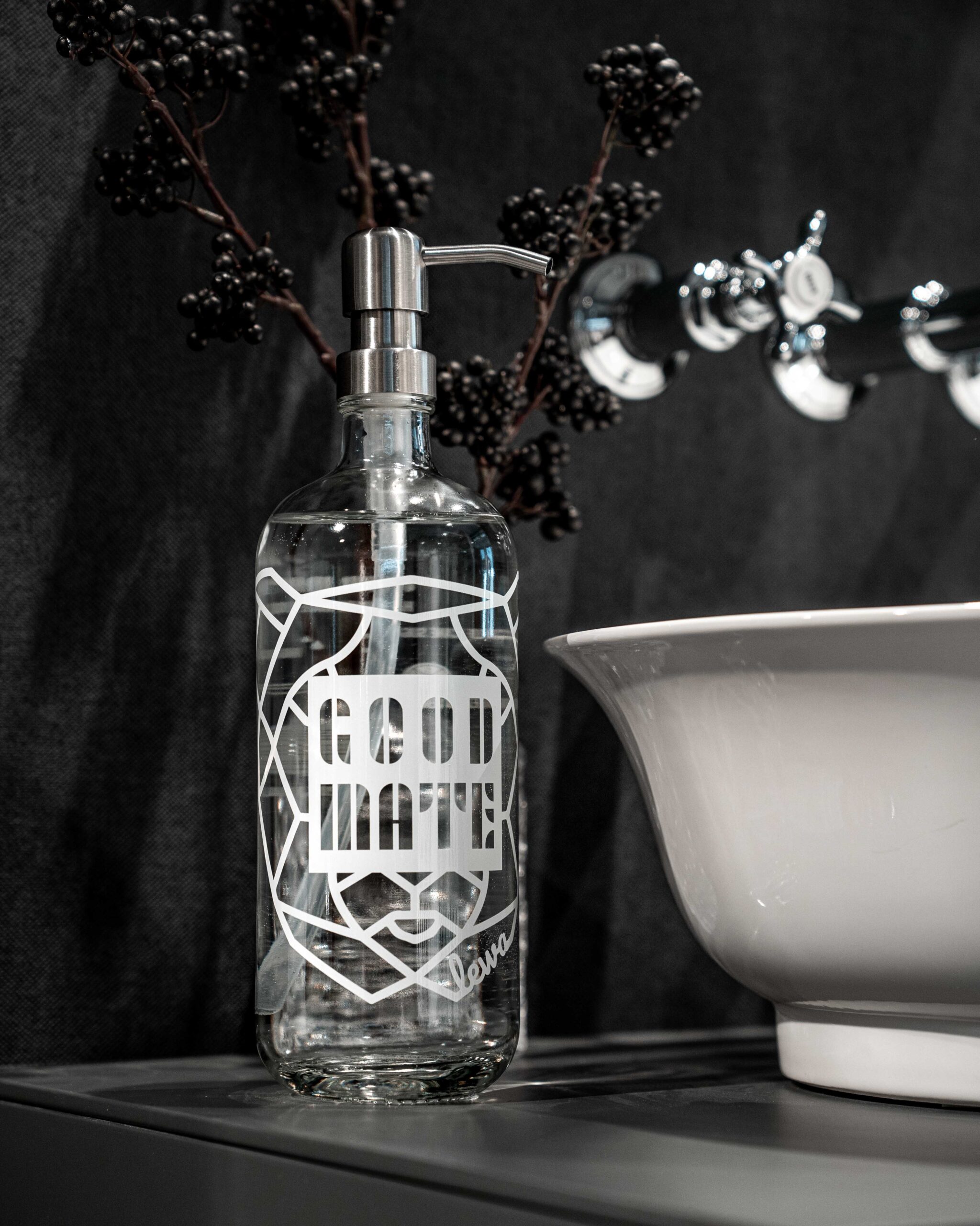 Spender-Aufsatz Pumphead für Glasflaschen silber