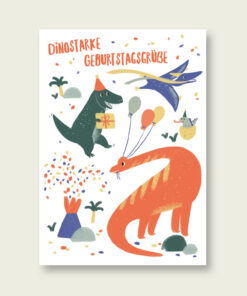 VIERUNDFÜNFZIG Postkarte | Geburtstag Dino-Party