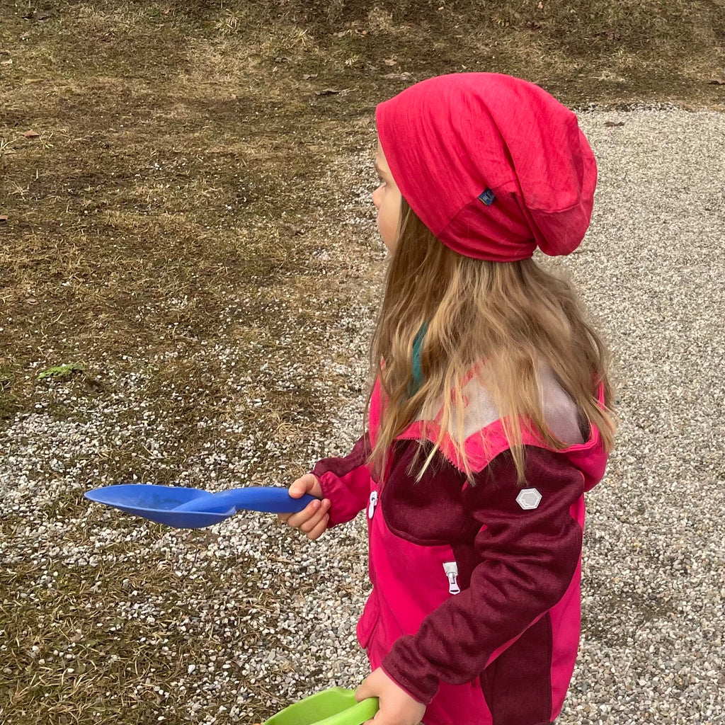 Glückskind Kinder Beanie Merinowolle & Seide | Himbeere