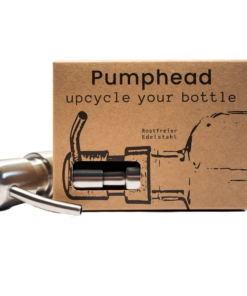 Spender-Aufsatz Pumphead für Glasflaschen silber
