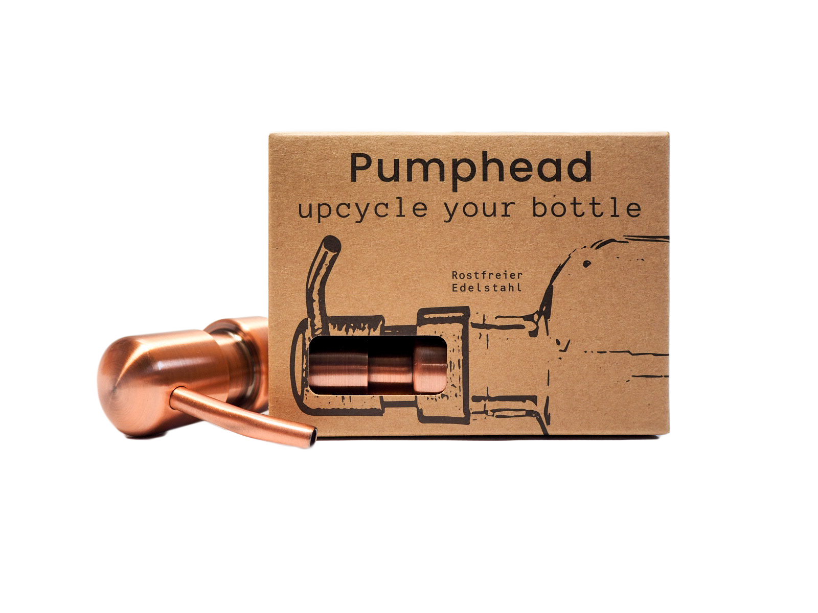 Spender-Aufsatz Pumphead für Glasflaschen kupfer