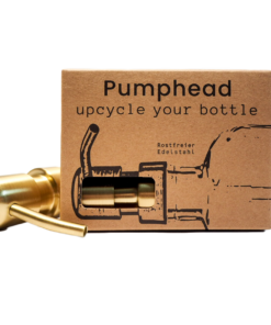 Spender-Aufsatz Pumphead für Glasflaschen gold
