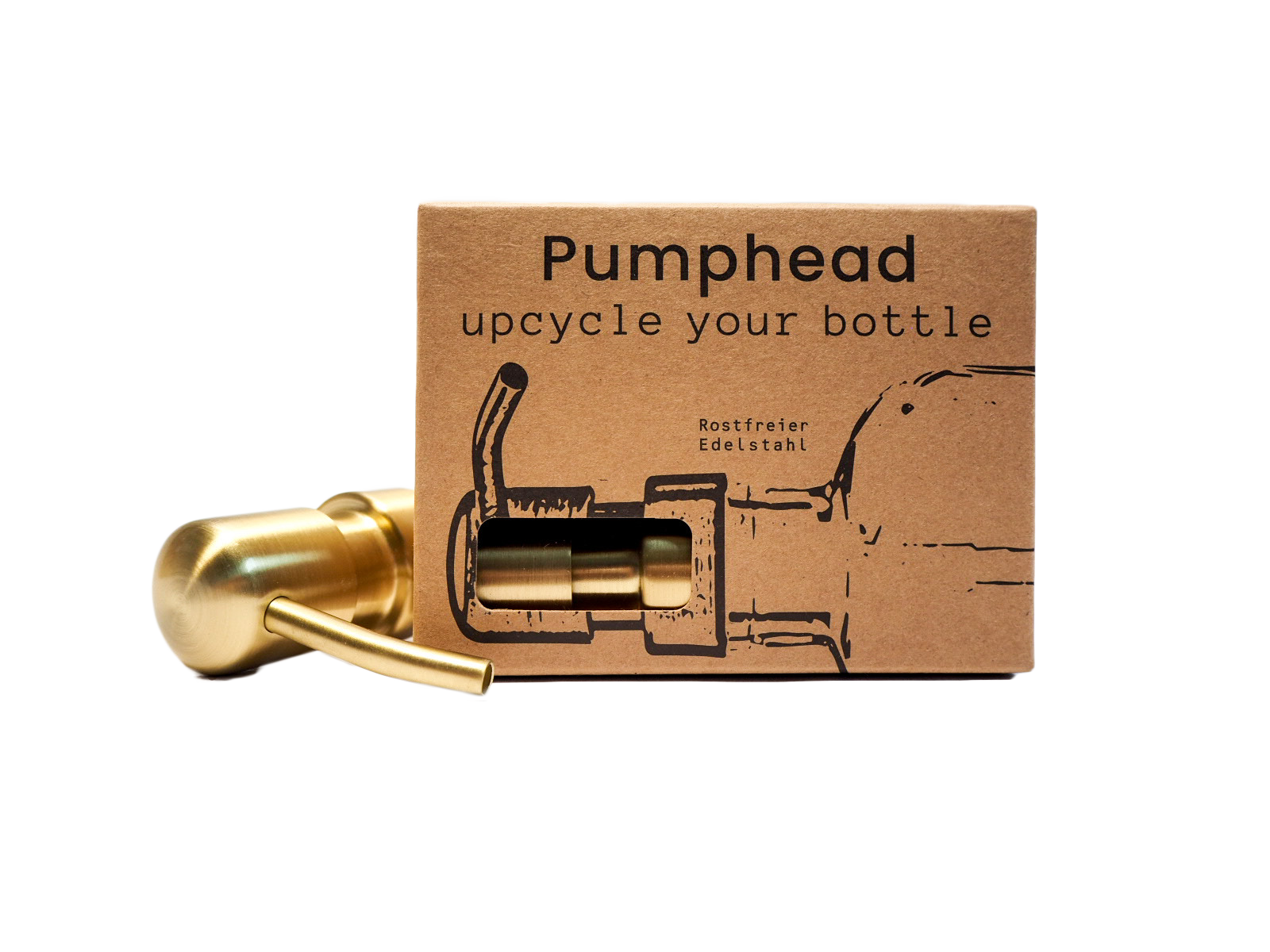 Spender-Aufsatz Pumphead für Glasflaschen gold