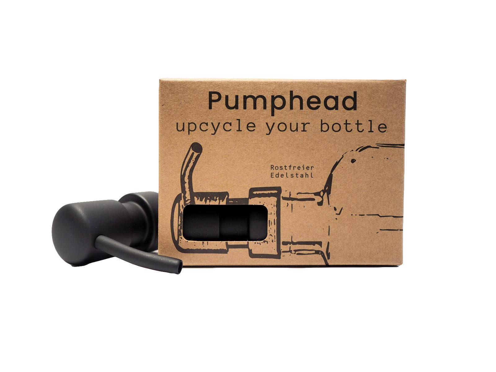 Spender-Aufsatz Pumphead für Glasflaschen schwarz