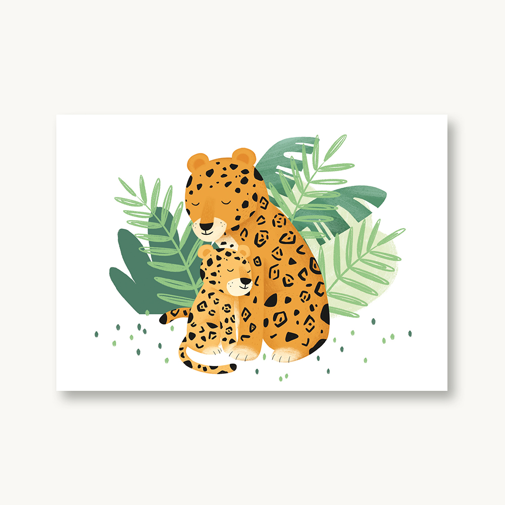 VIERUNDFÜNFZIG Postkarte | Jaguar Mit Kind