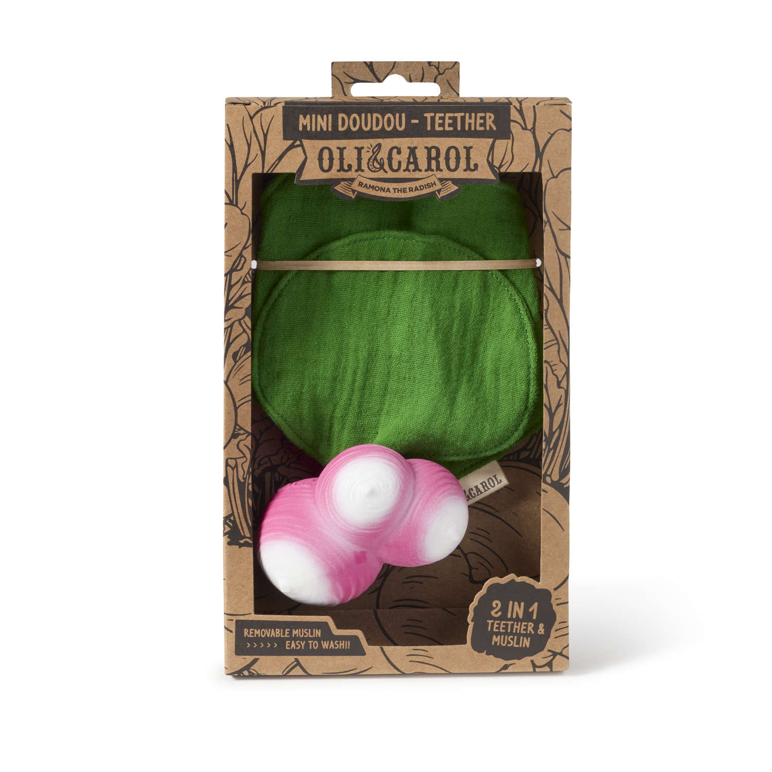 Ramona the Radish MINI DOUDOU-BEISSRING von Oli & Carol