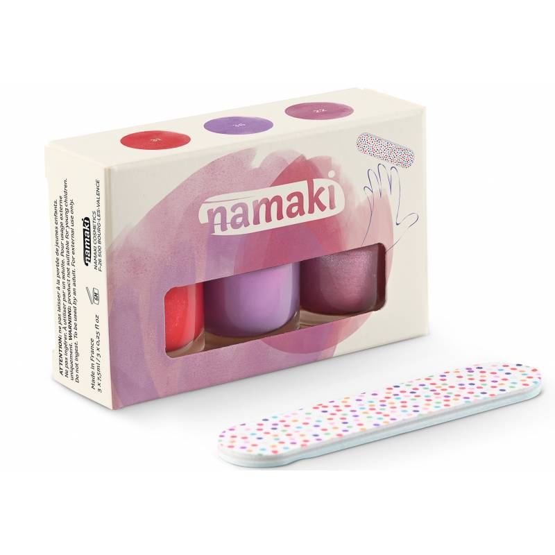Nagellack auf Wasserbasis von Namaki 3er Set mit Nagelfeile