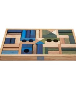 WOODEN STORY Holz Bauklötze Gross 54 Stk. | Wasser