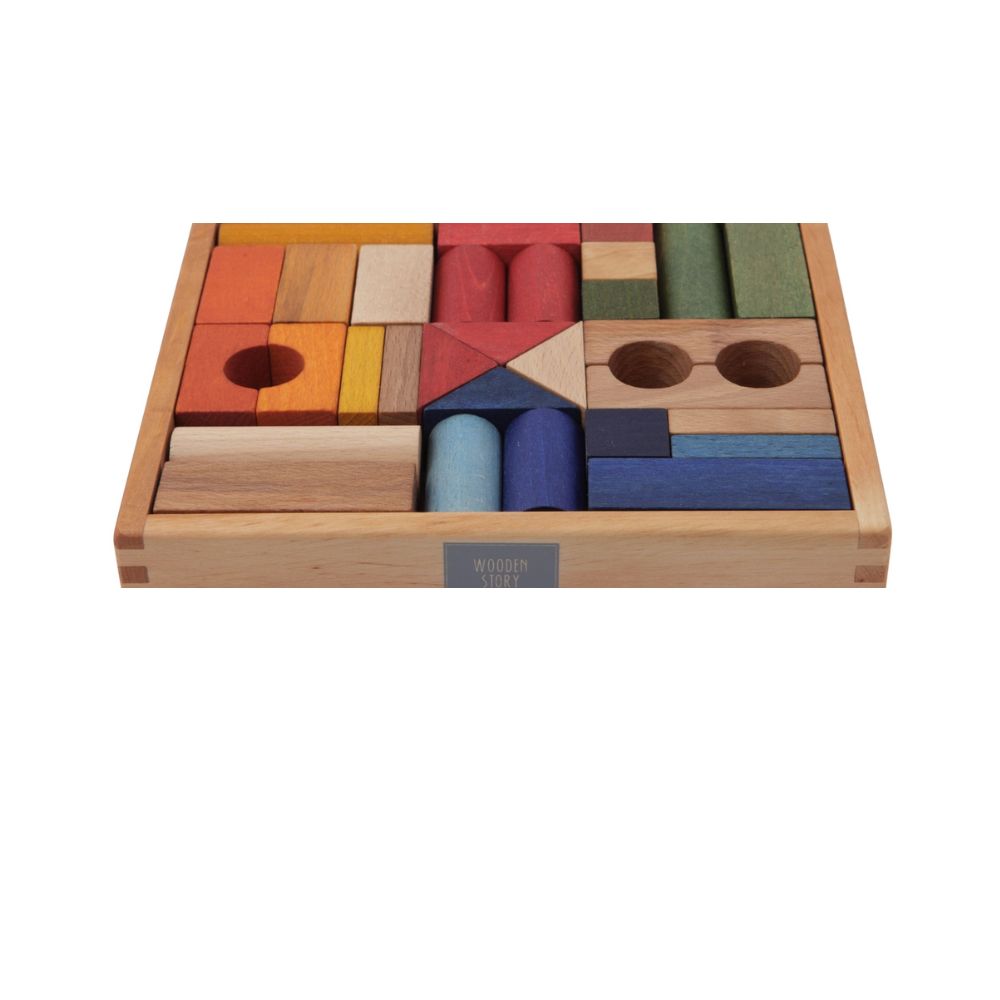 WOODEN STORY Holz Bauklötze (30 Stk.) | Regenbogen