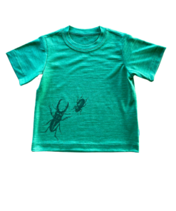 Glückskind T-Shirt Merinowolle & Seide | Hirschkäfer grün