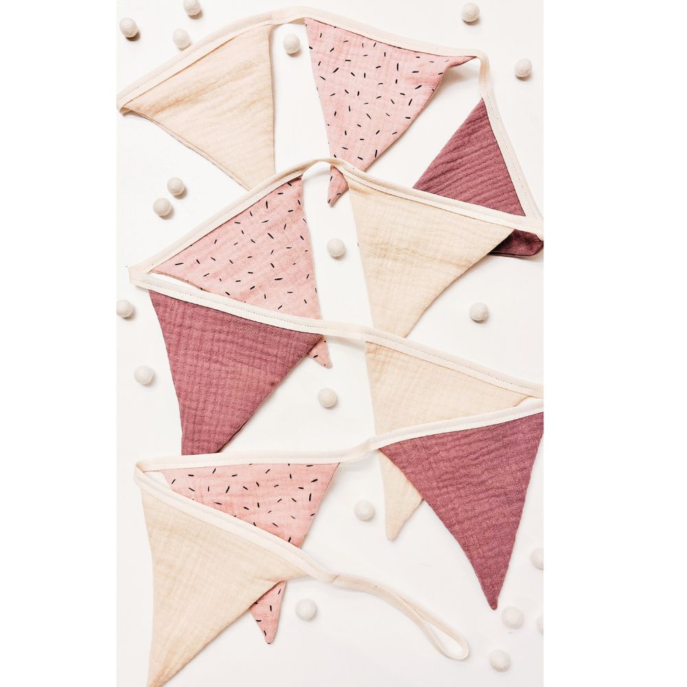 Wimpelkette aus Musselin | rose