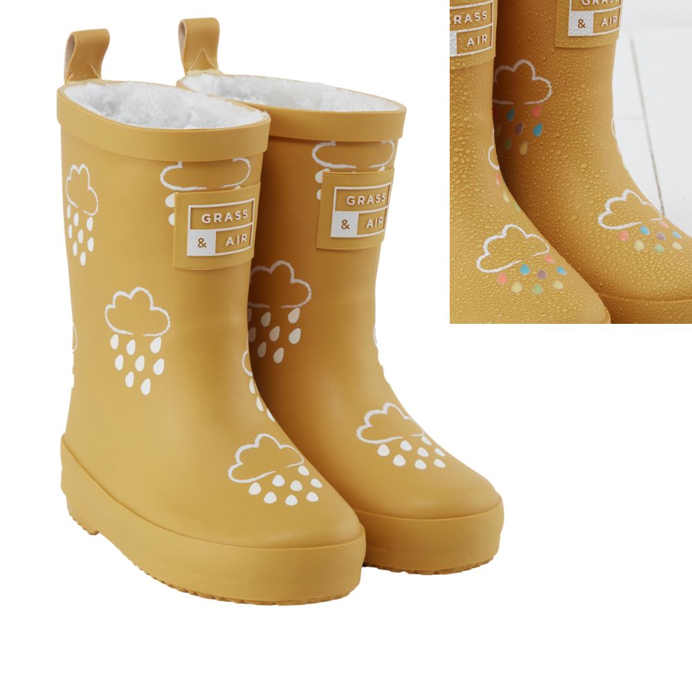 Farbwechselnde Winter-Gummistiefel senfgelb von Grass & Air