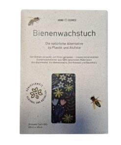 Honigschweiz Bienenwachstuch XL für Brot (60cm x 40cm) | Black Floral
