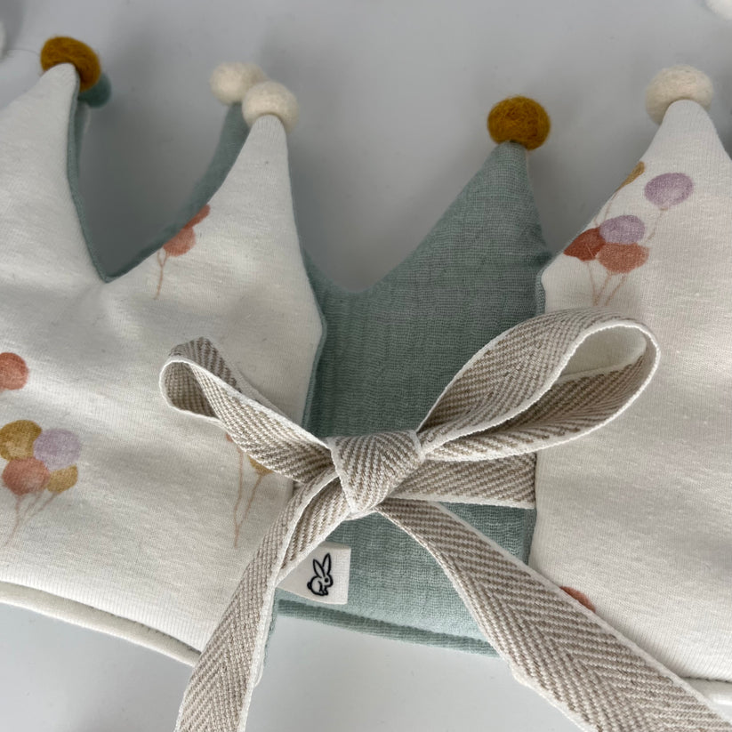 Stoffkrone | Geburtstagskrone musselin Luftballon-Mint