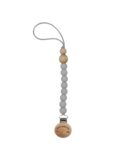 Cotton Cloud Schnullerkette aus Silikon/Holz ROUND | light grey