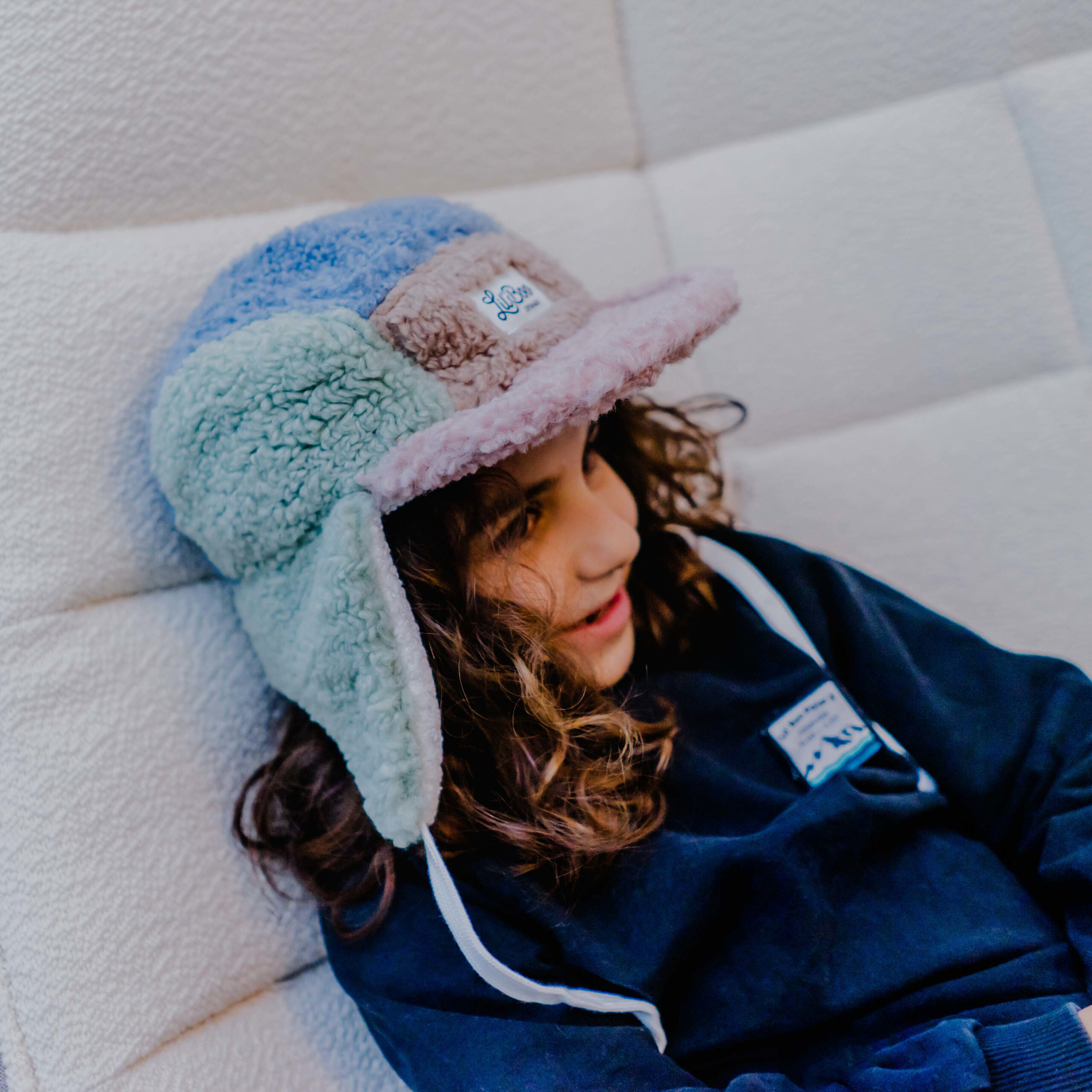 LIL' BOO 5 Panel Teddy Fleece CAP mit Ohrenklappen | rose-mint-blue