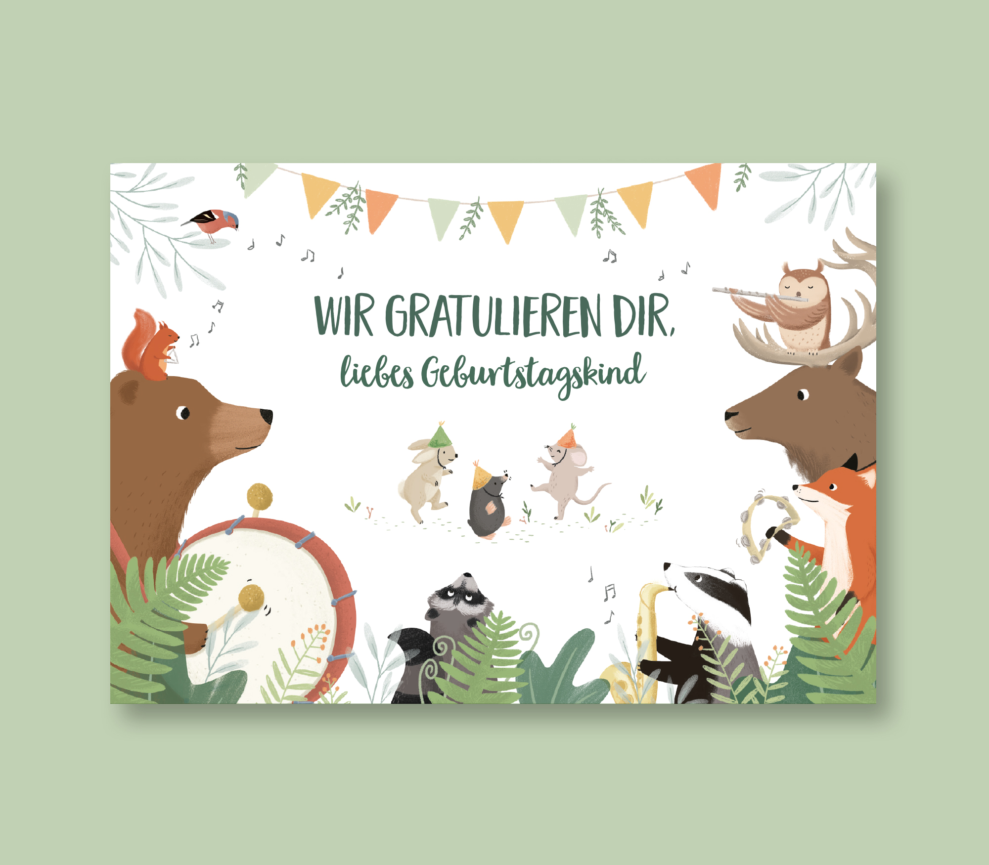 VIERUNDFÜNFZIG Postkarte | Wir gratulieren dir liebes Geburtstagskind