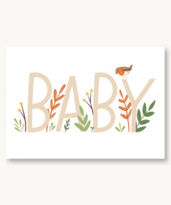 VIERUNDFÜNFZIG Postkarte | Zur Geburt Baby Rotkehlchen