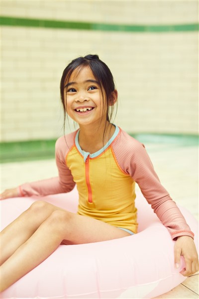 Badekleid langarm ochre aus recycelten PFlaschen von Grass & Air