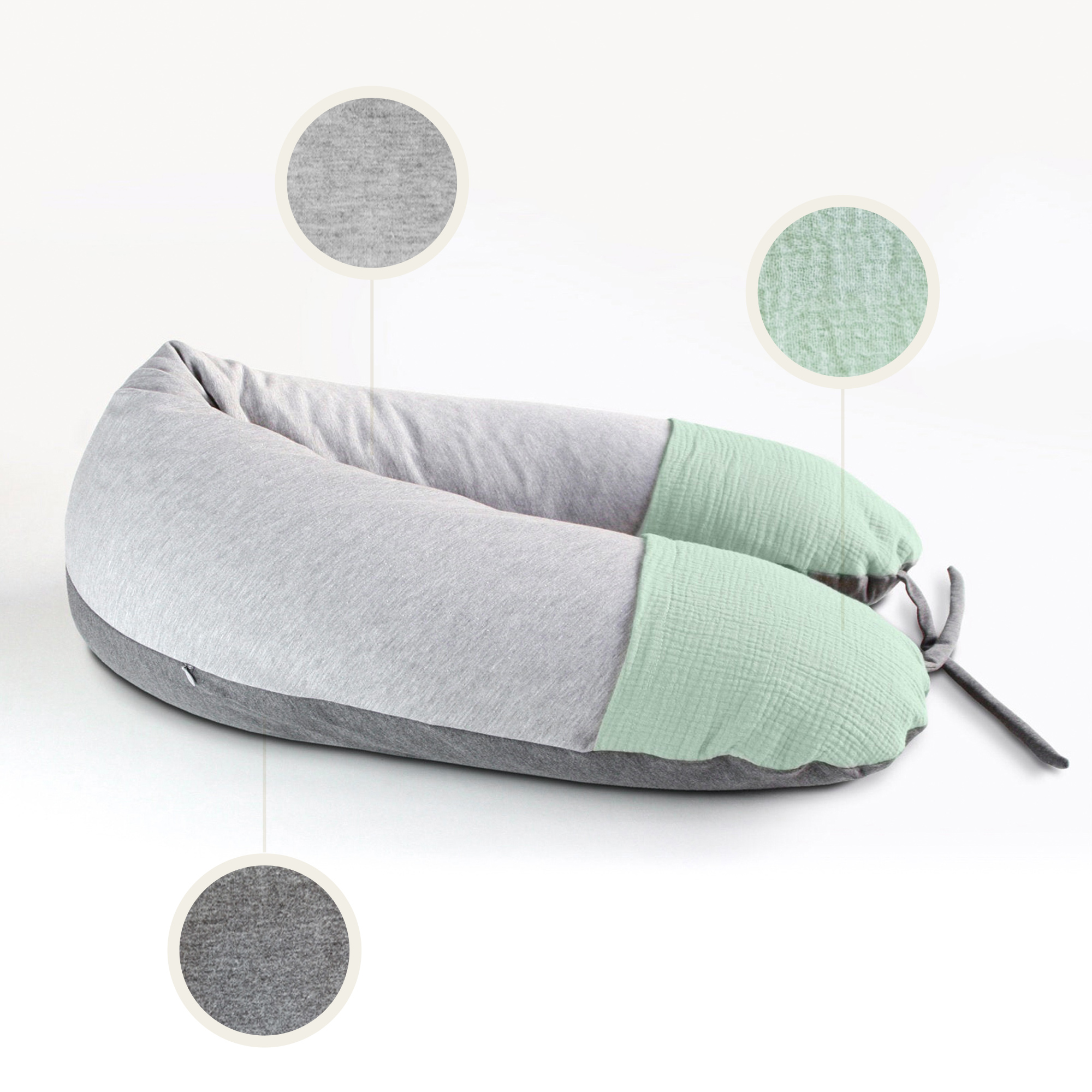 BIBAK Stillkissenbezug grau | Minze