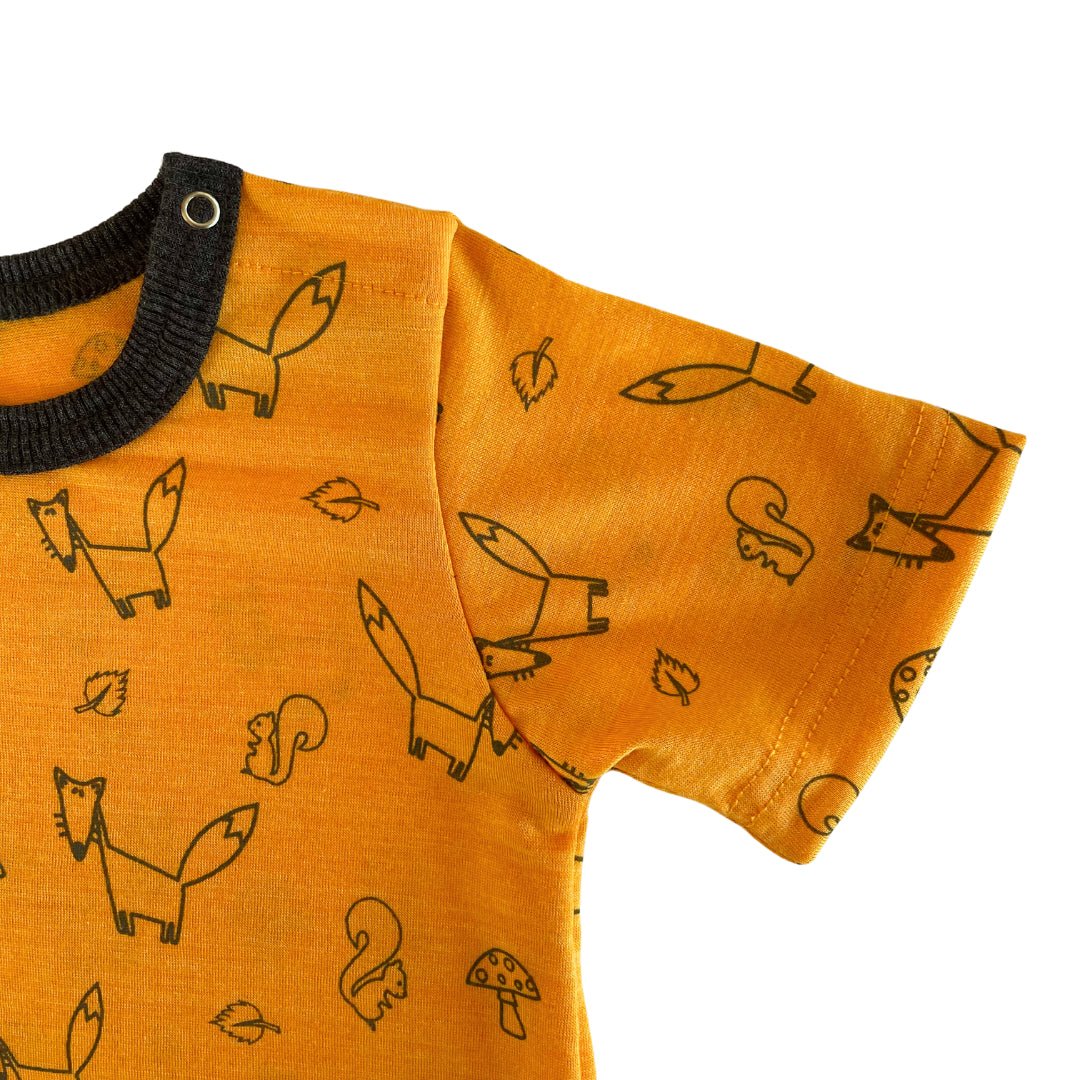 Glückskind Body kurzarm Merinowolle & Seide Fuchs | sonnengelb – Bild 2