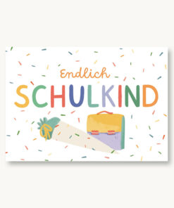 VIERUNDFÜNFZIG Postkarte | Endlich Schulkind Konfetti