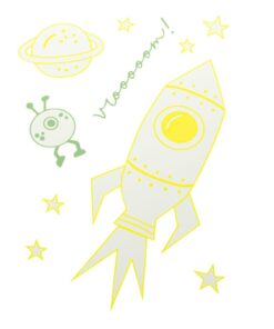 Fluoreszierende Bügelfolien | Rakete