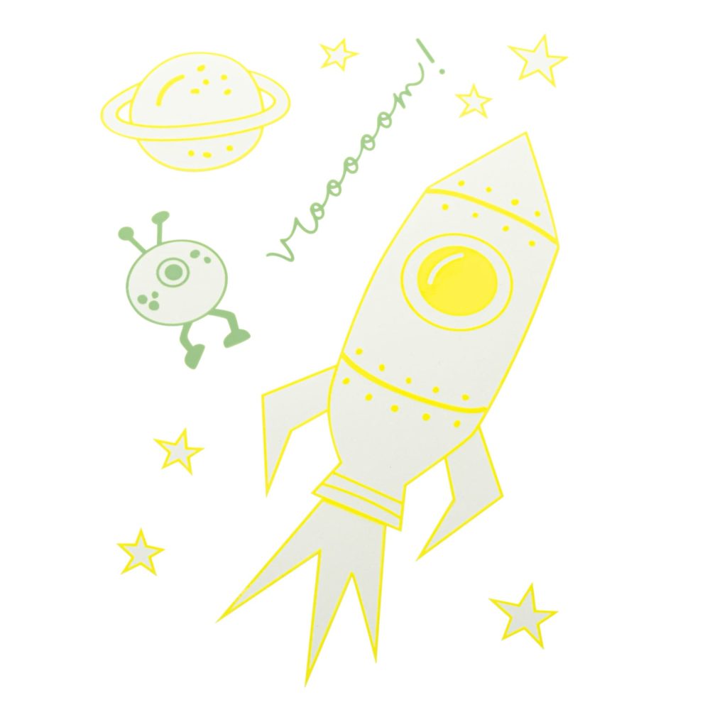 Fluoreszierende Bügelfolien | Rakete