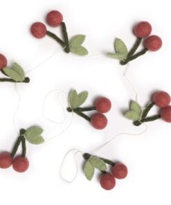 Gamcha Deko Girlande aus Filz | Kirschen koralle