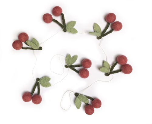 Gamcha Deko Girlande aus Filz | Kirschen koralle