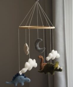 Gamcha Baby Mobile aus Filz | Dino blau grün braun