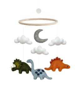 Gamcha Baby Mobile aus Filz | Dino orange grau