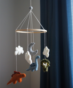 Gamcha Baby Mobile aus Filz | Dino orange grau