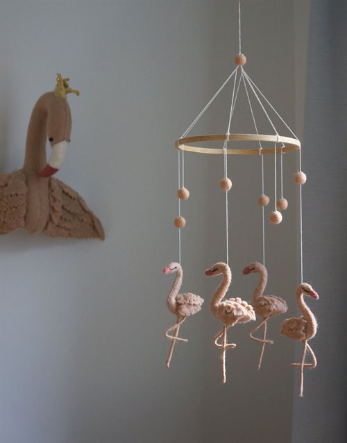 Gamcha Baby Mobile aus Filz | Flamingo