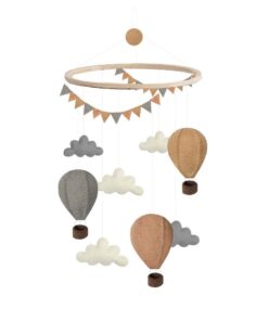 Gamcha Baby Mobile aus Filz | Heissluftballon beige