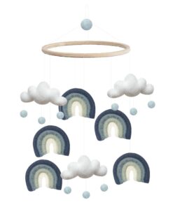 Gamcha Baby Mobile aus Filz | Regenbogen blau