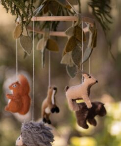 Gamcha Baby Mobile aus Filz | Waldtiere mit Blätter