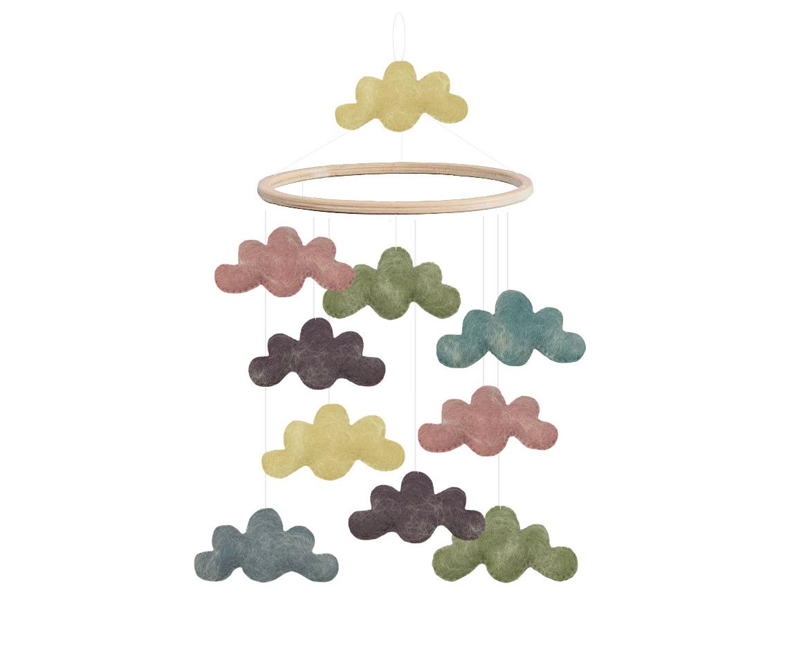 Gamcha Baby Mobile aus Filz | Wolken marmor