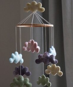 Gamcha Baby Mobile aus Filz | Wolken marmor