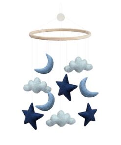 Gamcha Baby Mobile aus Filz | Wolke Mond Stern blau