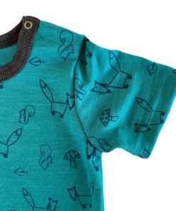 Glückskind Body kurzarm Merinowolle & Seide Fuchs | smaragd