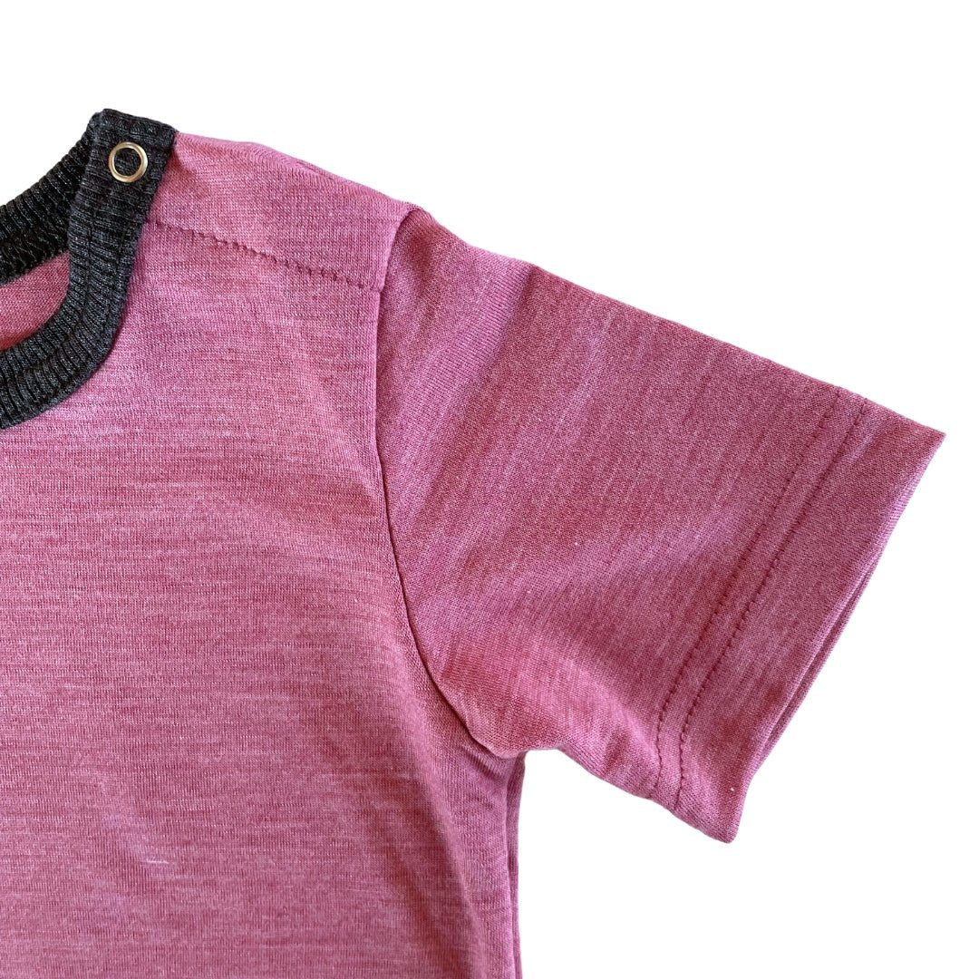 Glückskind Body kurzarm Merinowolle & Seide | Rose