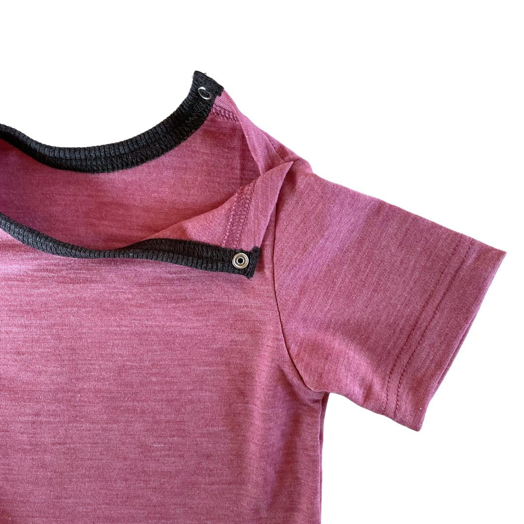 Glückskind Body kurzarm Merinowolle & Seide | Rose